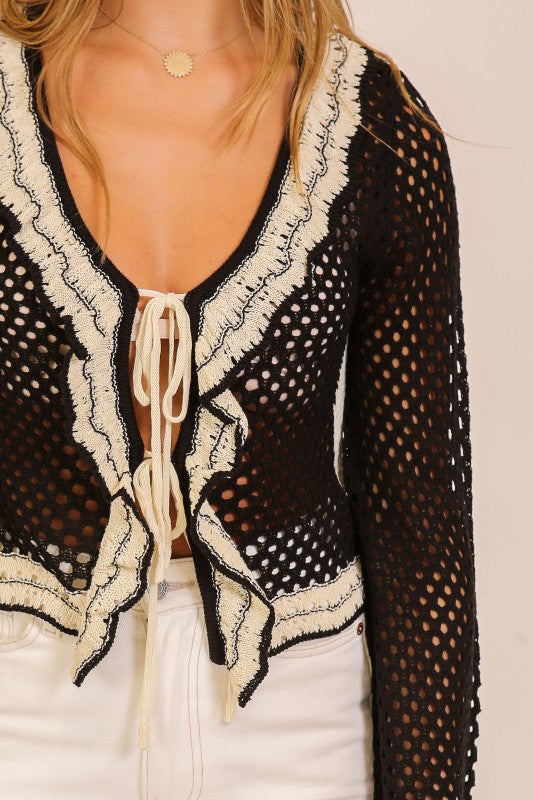 Boho Crochet Tie-front Cardigan Top