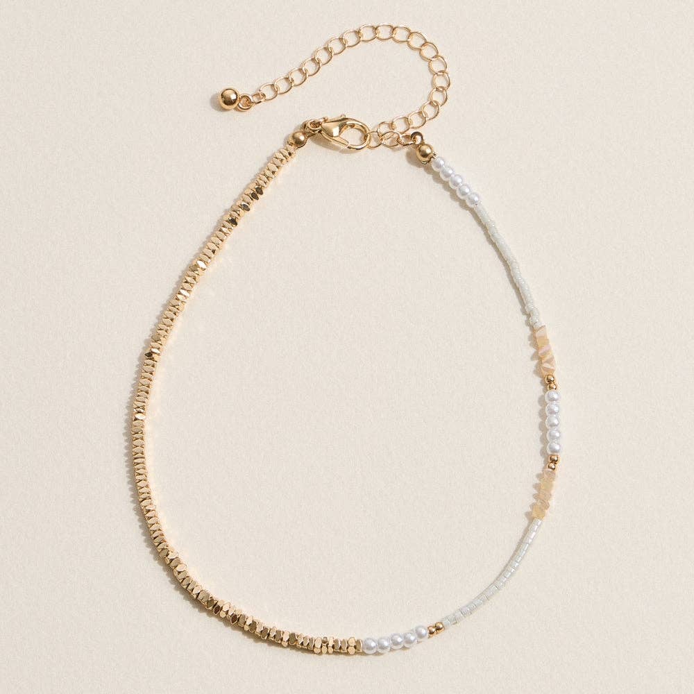 Pearl and Gold | Beaded Anklet
