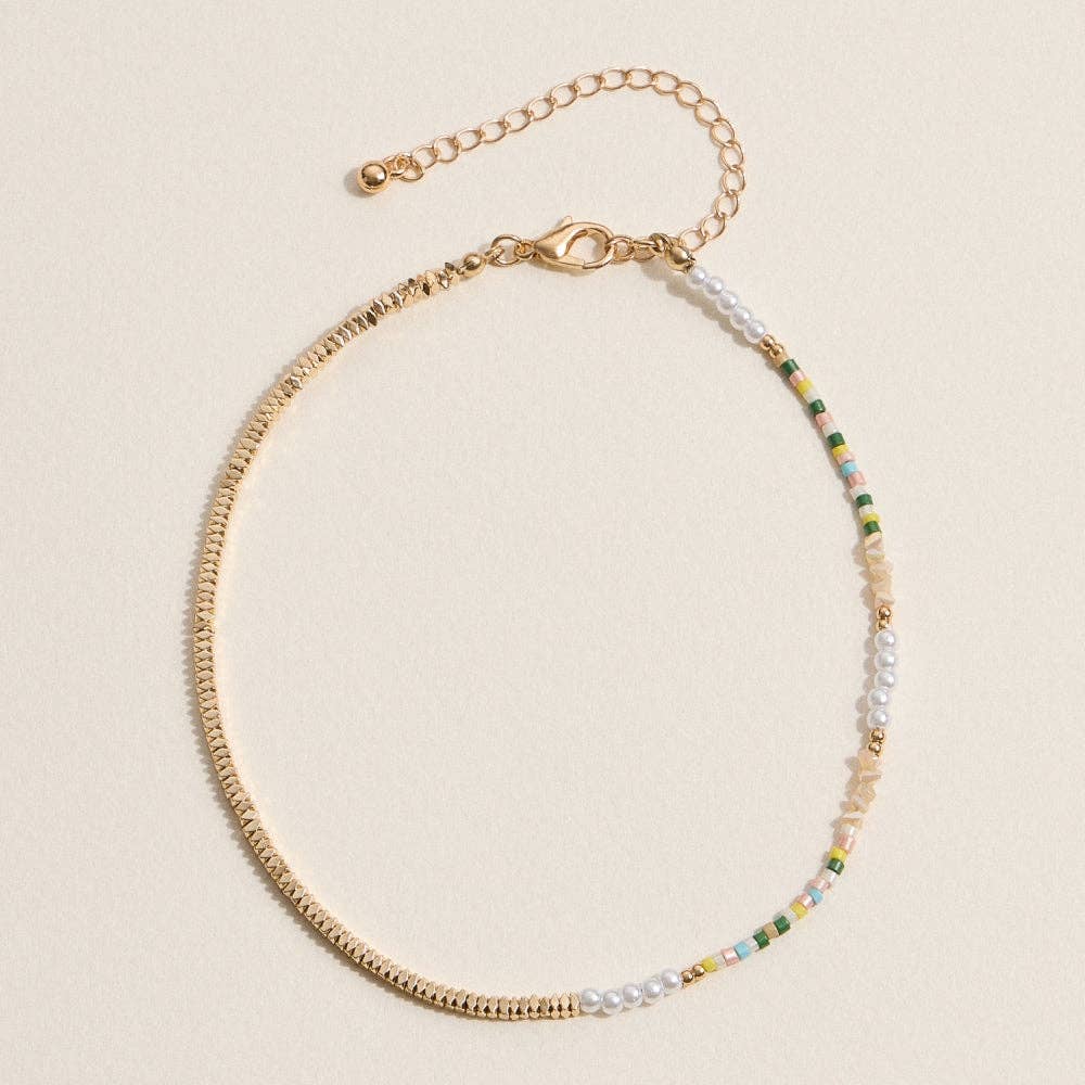 Pearl and Gold | Beaded Anklet