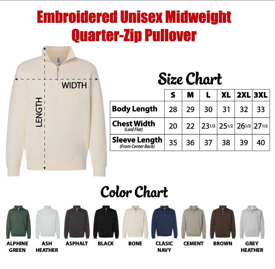 Embroidered USA Quarter Zip Sweatshirt: America 1776-2026