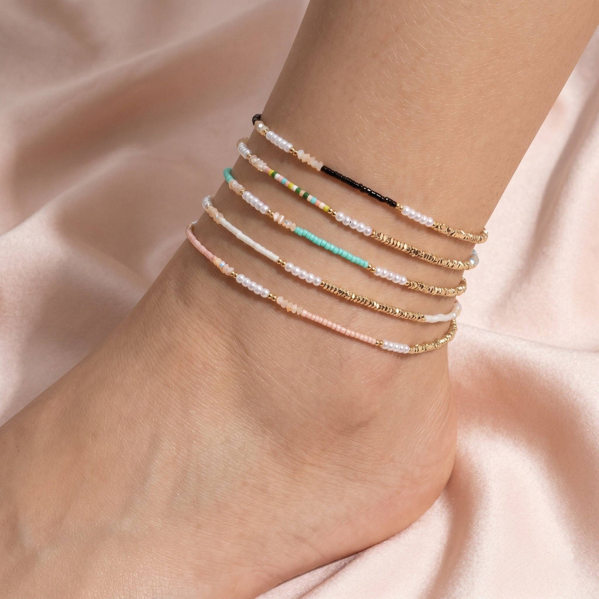 Pearl and Gold | Beaded Anklet