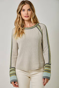 61199 Raglan Sleeve Trim Detail Sweater Top
