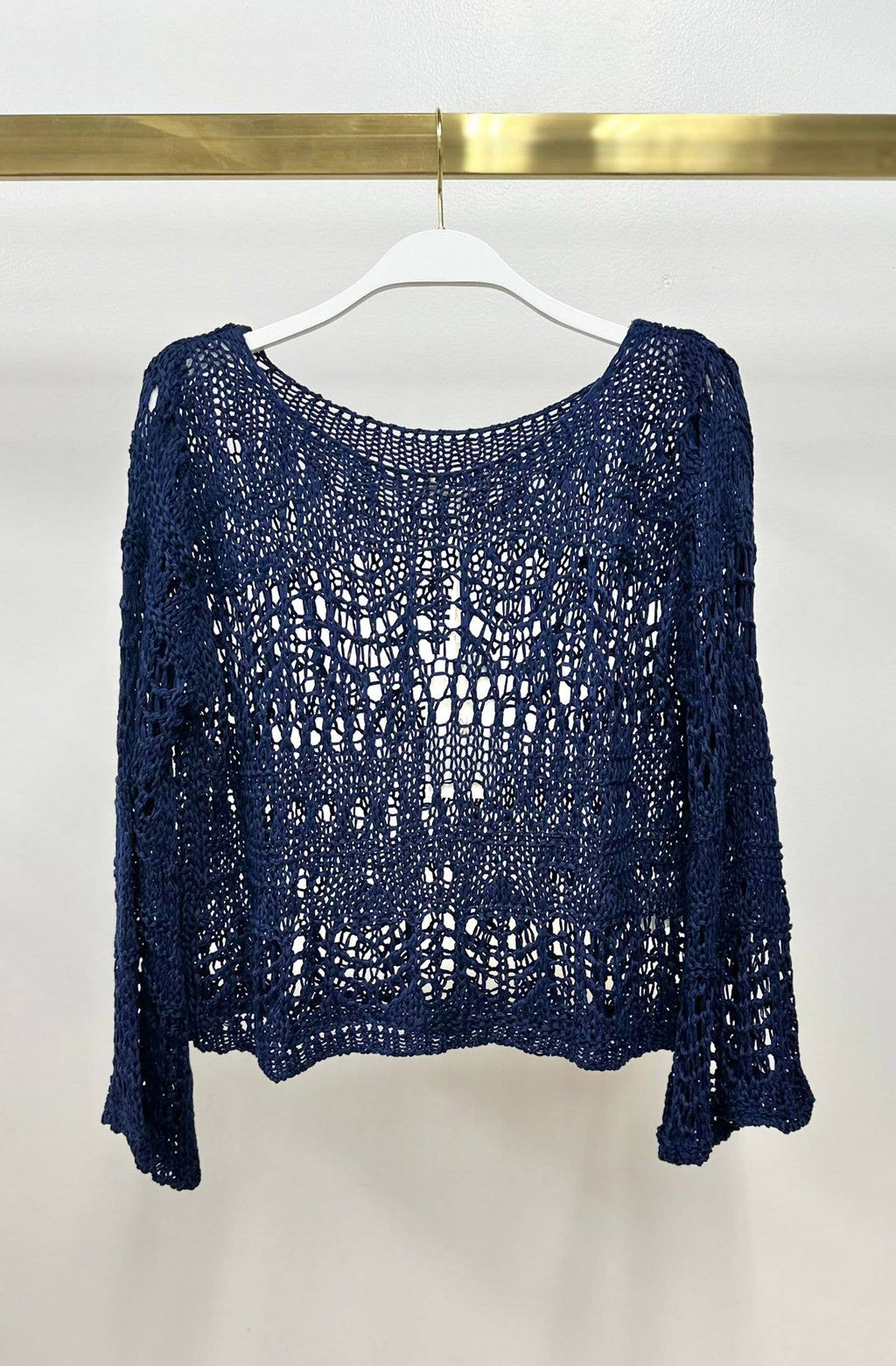 CROCHET LONG SLEEVE TOP (800822-OS)