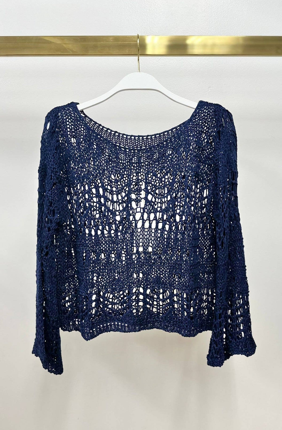 CROCHET LONG SLEEVE TOP (800822-OS)