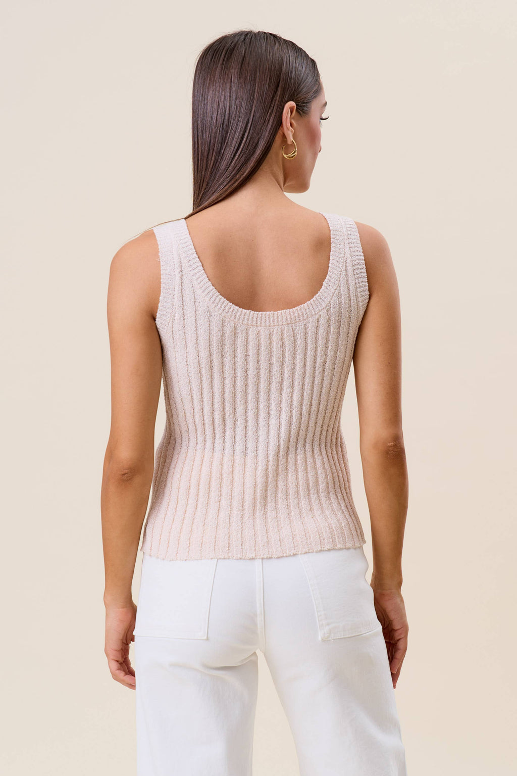 Shell embellished sleeveless knit top