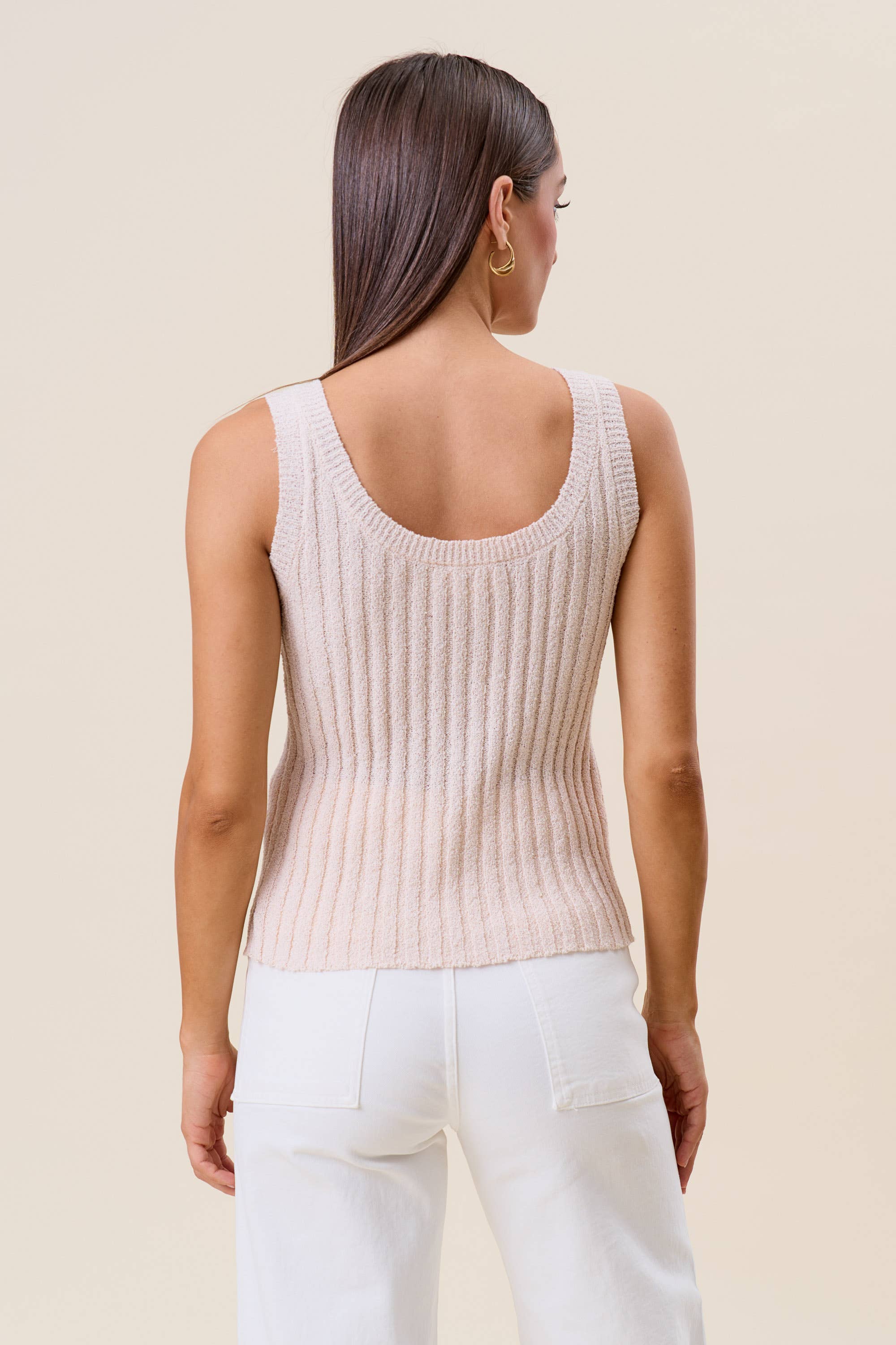 Shell embellished sleeveless knit top