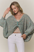 CONVERTIBLE CHUNKY KNIT CINCHED CARDIGAN
