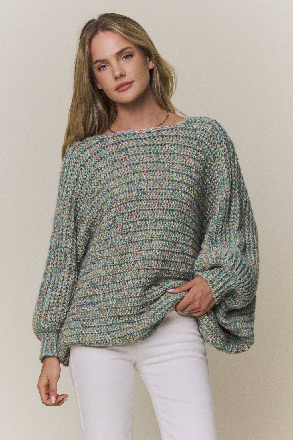 CONVERTIBLE CHUNKY KNIT CINCHED CARDIGAN