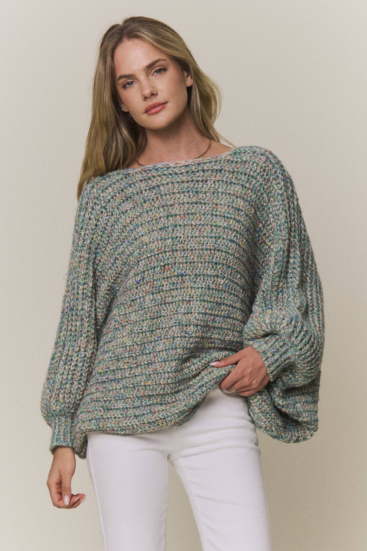 CONVERTIBLE CHUNKY KNIT CINCHED CARDIGAN