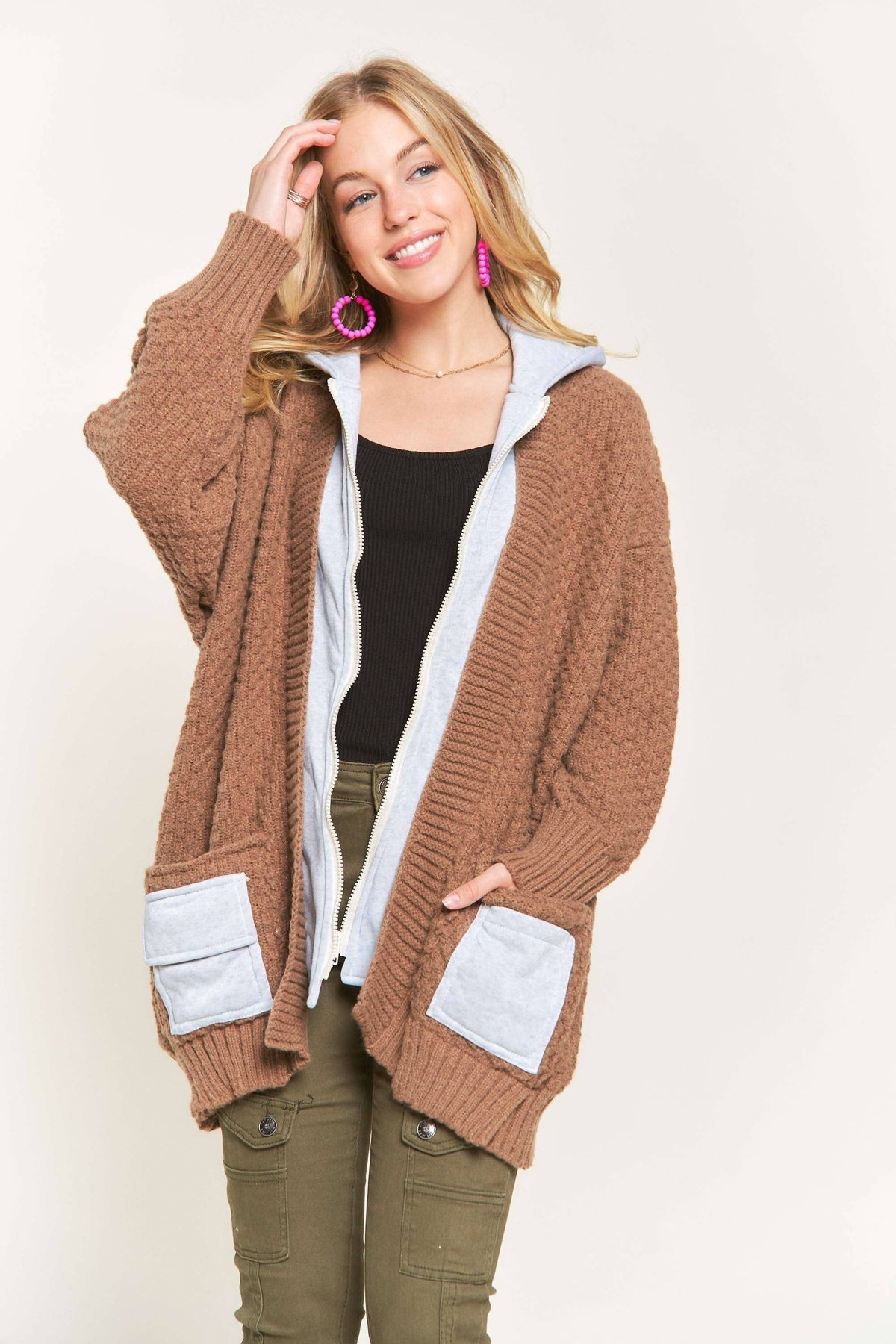 ZIP UP SWEATER HOODIE JACKET