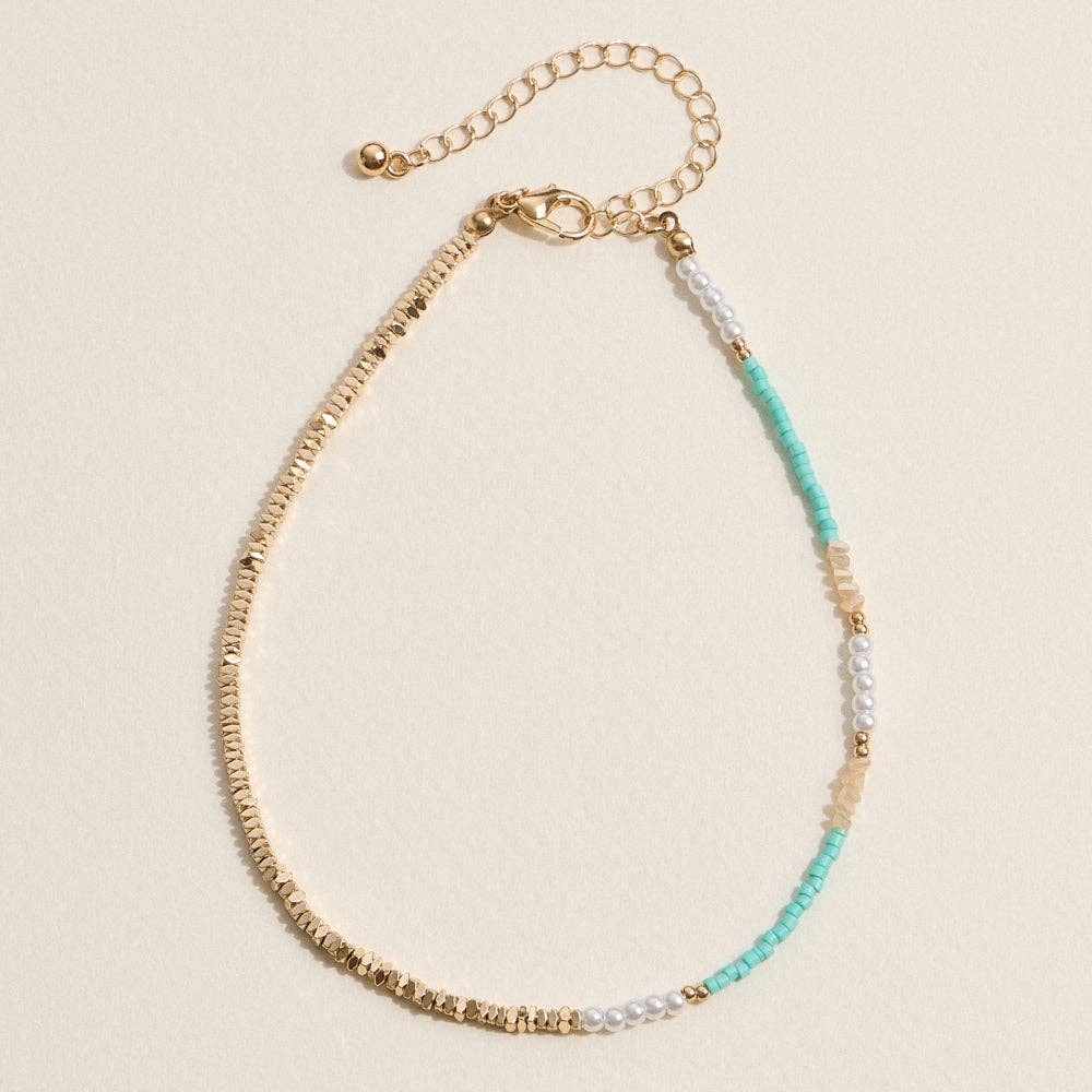 Pearl and Gold | Beaded Anklet