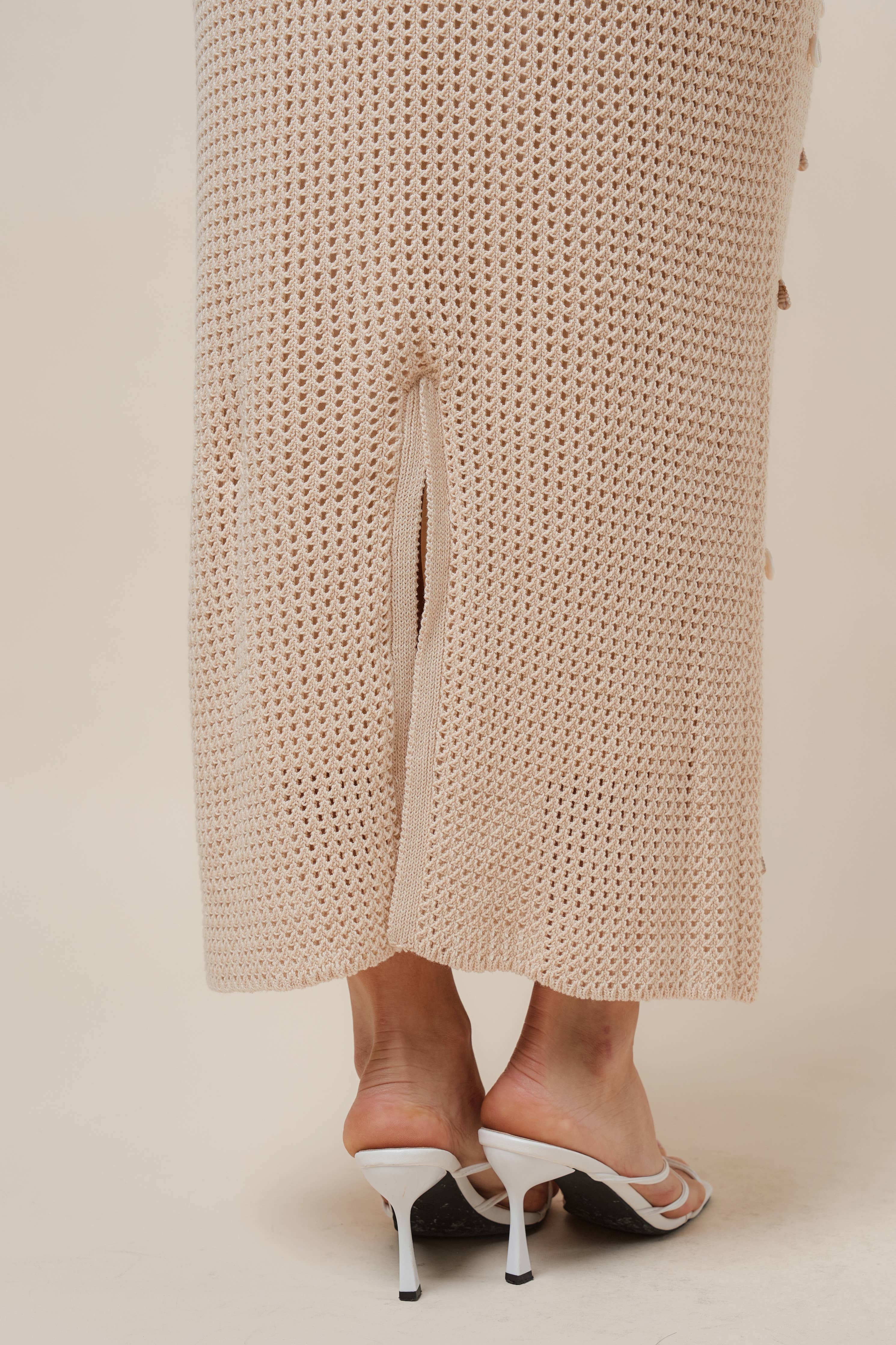 AS2986 Shell embellished knit top & skirt set
