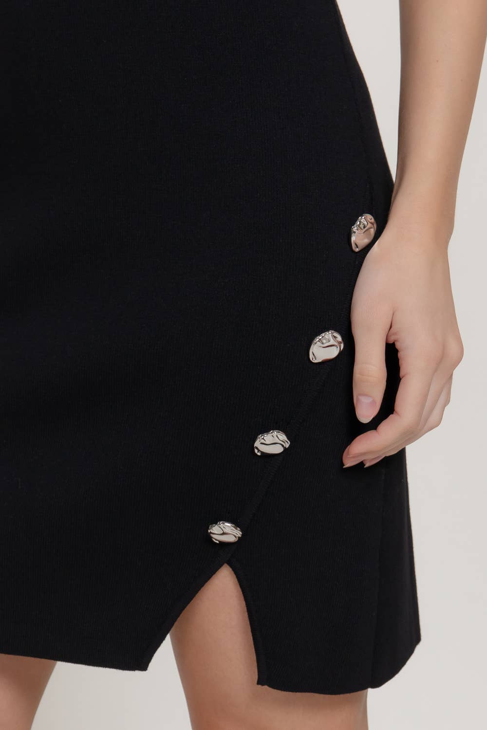 Sleeveless Round Neck Front Slit Mini Dress
