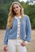 CONTRAST SCALLOP TRIM SWEATER CARDIGAN