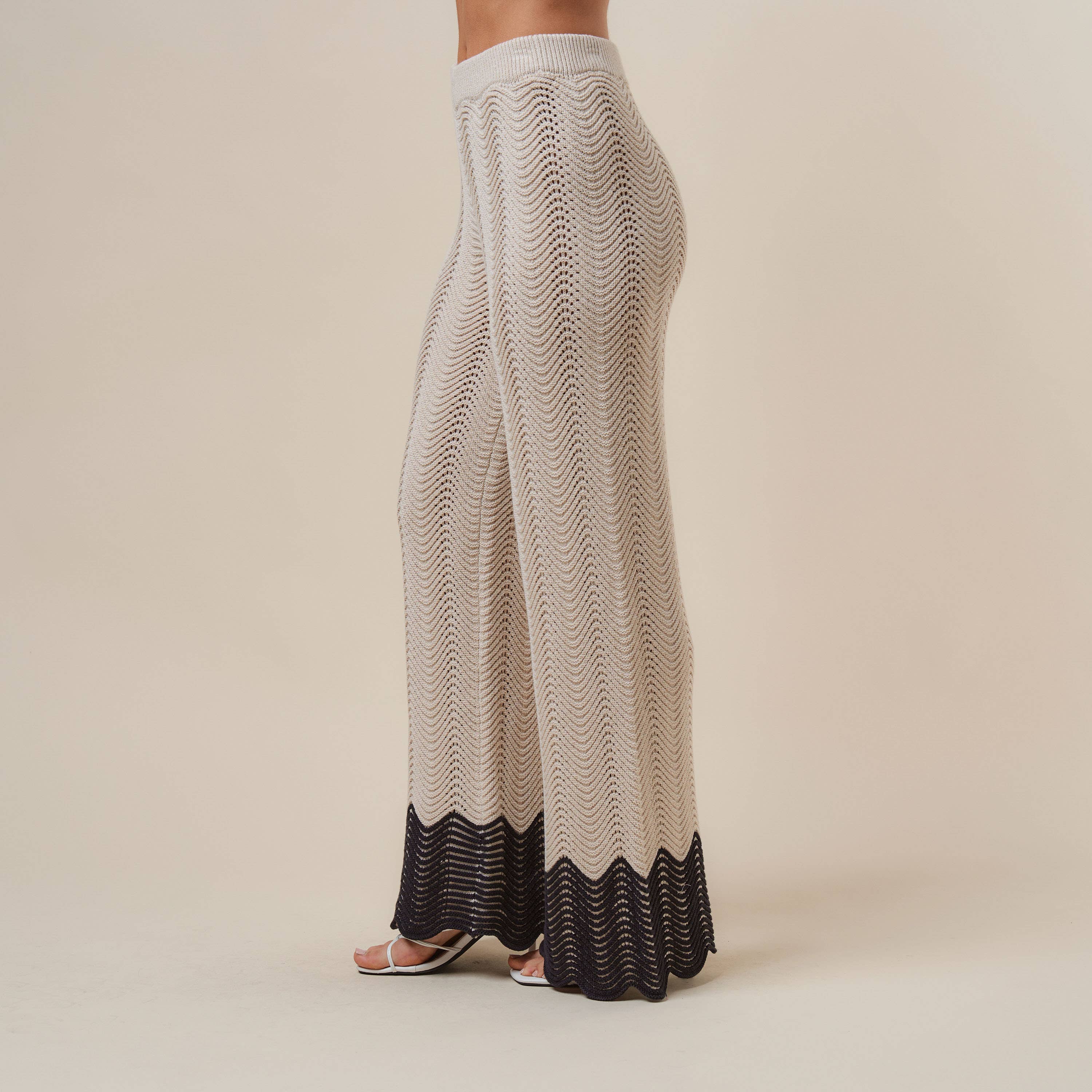 AS3390 Colorblock Button knit top & pants set