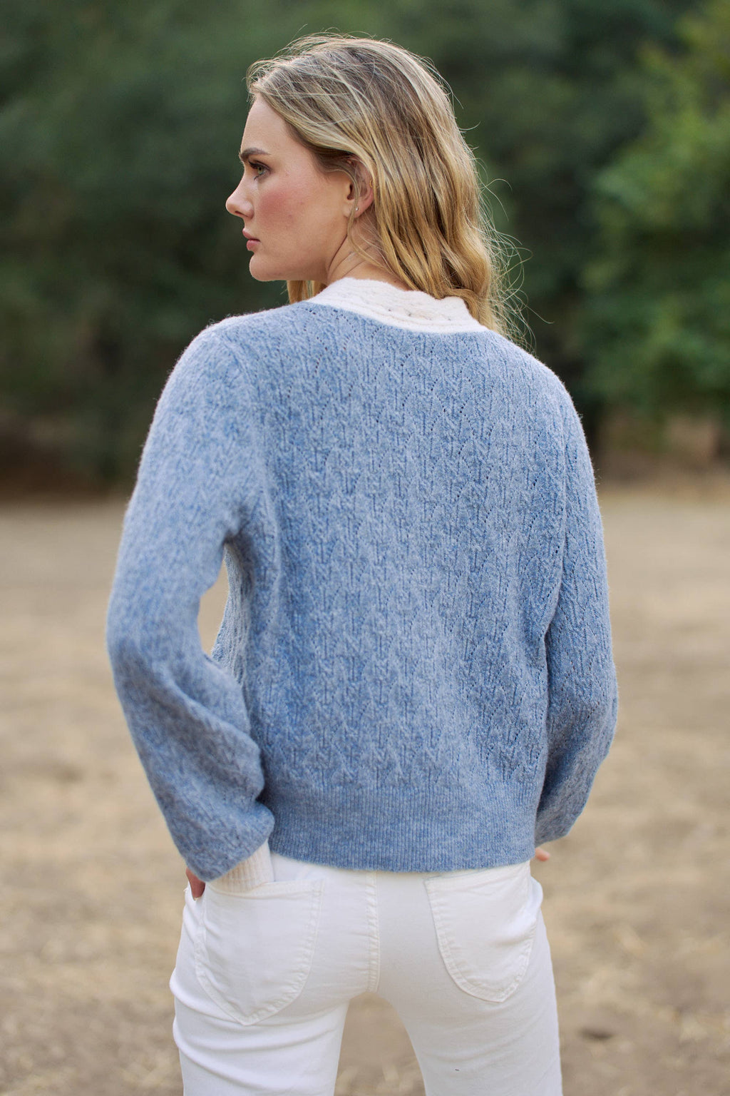 CONTRAST SCALLOP TRIM SWEATER CARDIGAN