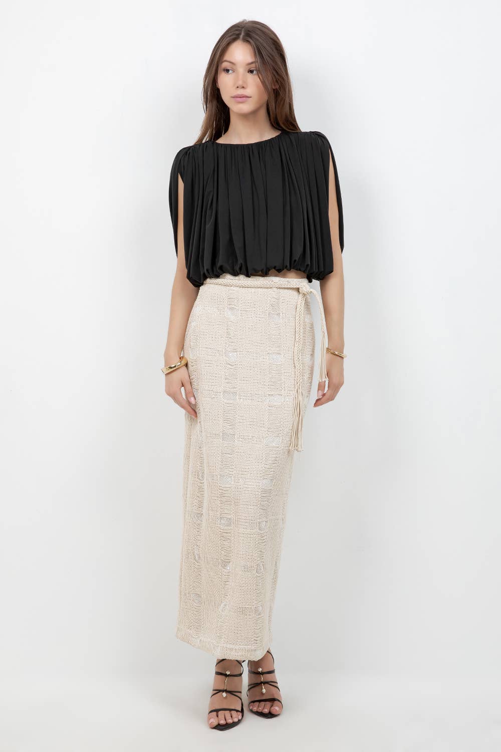 MIDI LENGTH SKIRT WITH DETACHEABLE BELT