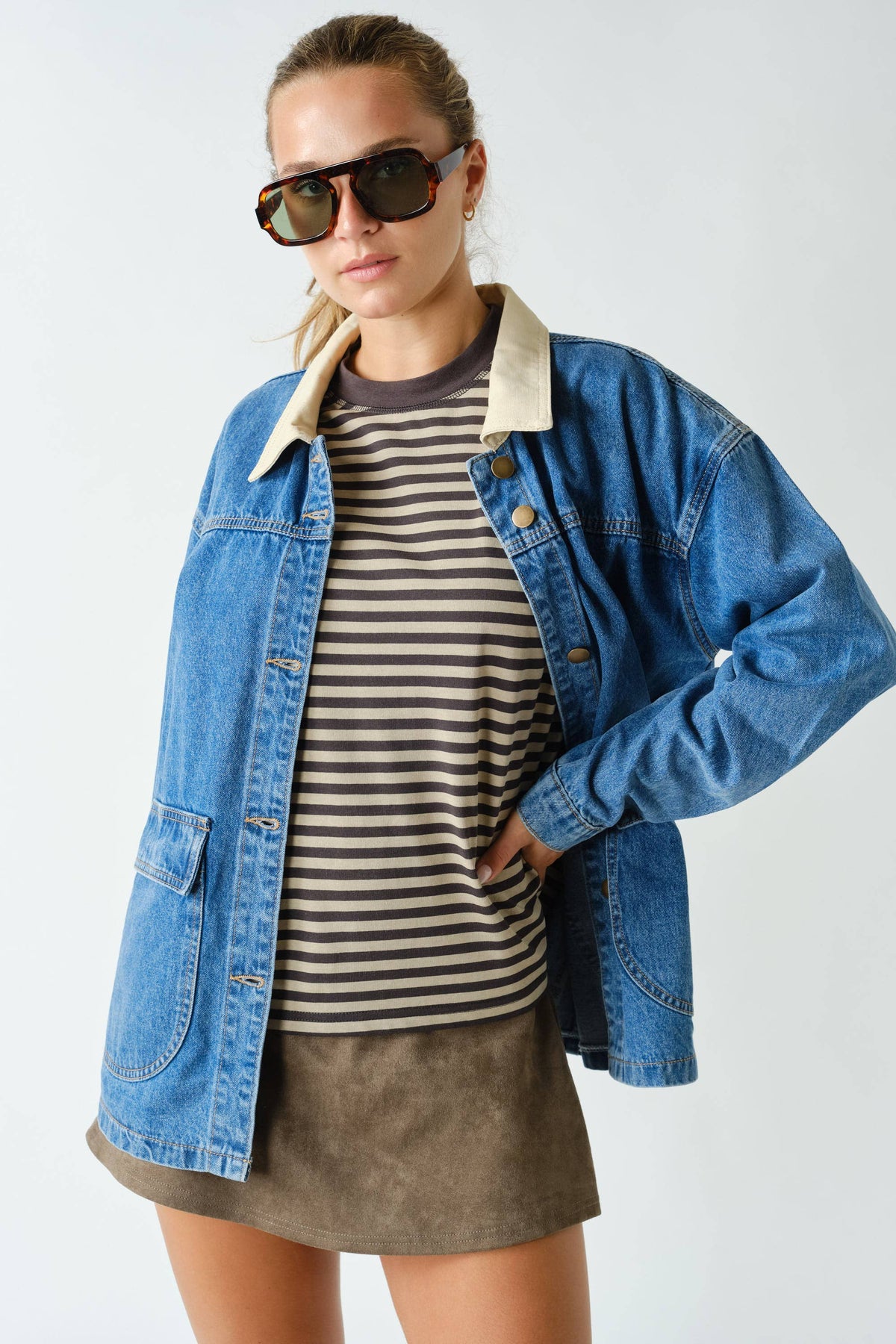 Beverly Contrast Collar Denim Jacket