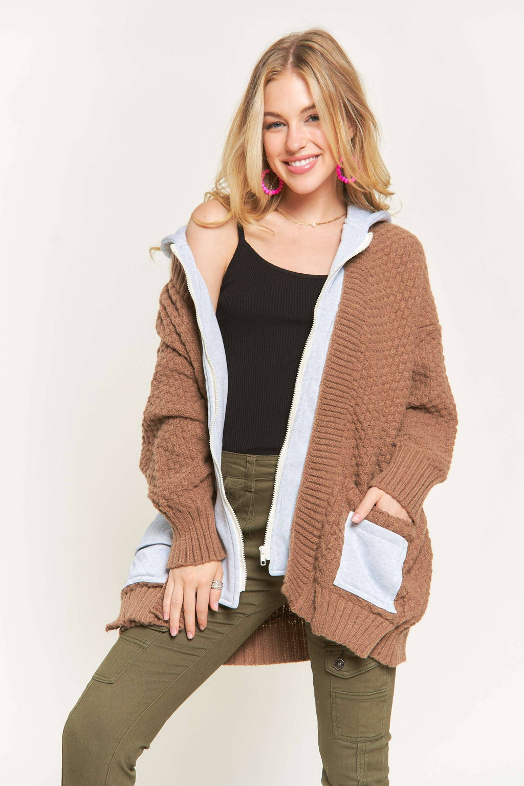 ZIP UP SWEATER HOODIE JACKET