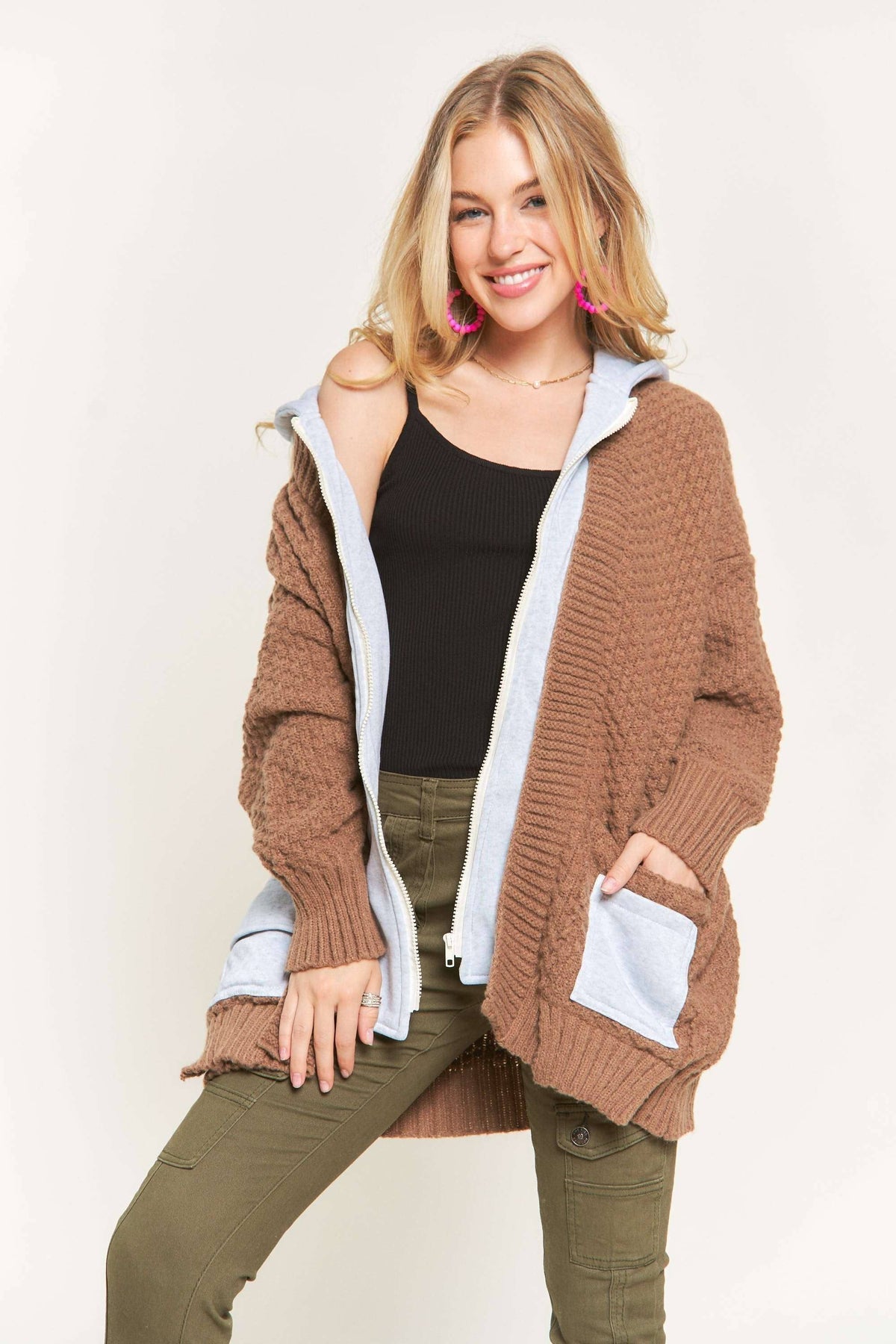 ZIP UP SWEATER HOODIE JACKET