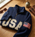 USA 250 Years 1776–2026 Embroidered Quarter Zip Sweatshirt