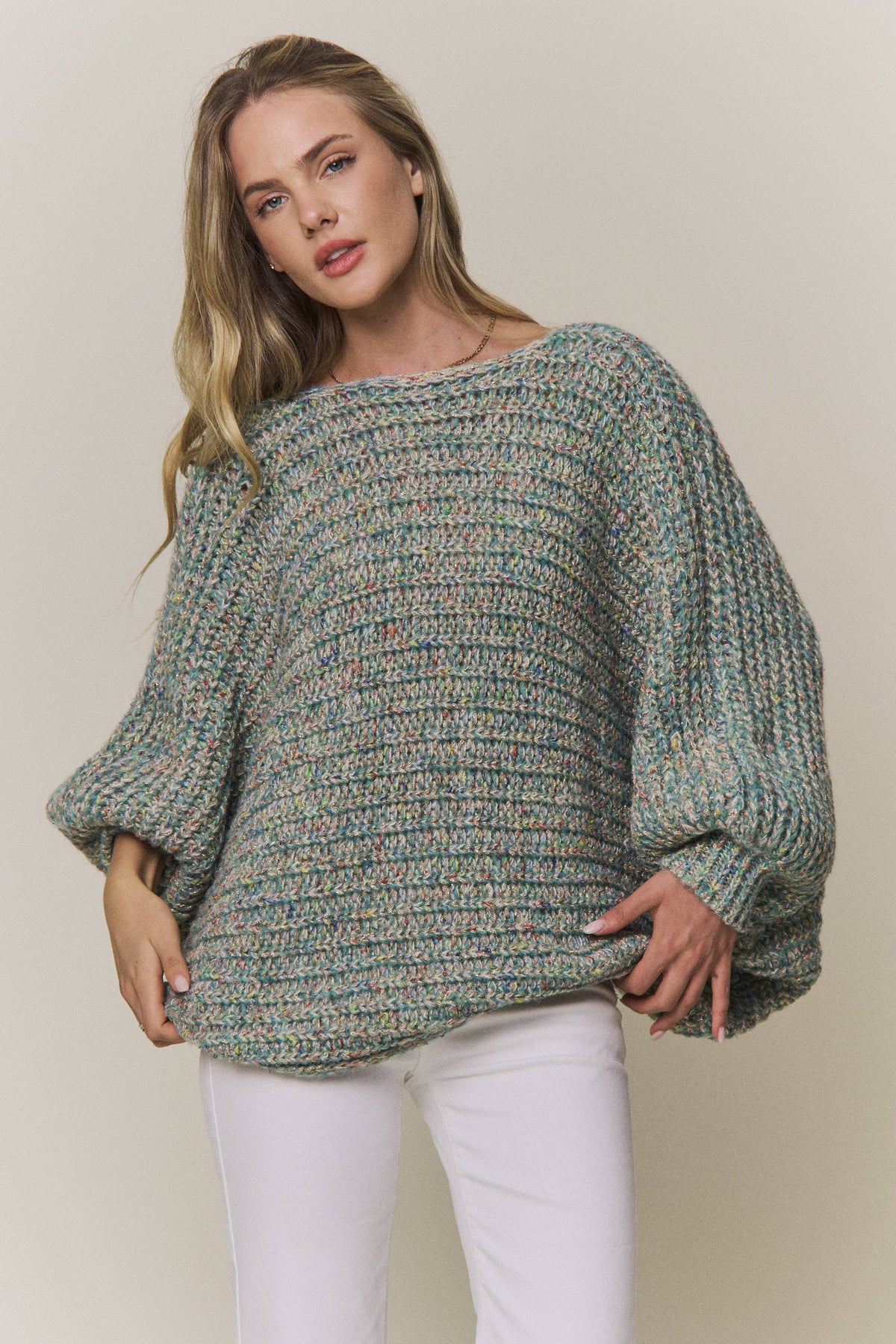 CONVERTIBLE CHUNKY KNIT CINCHED CARDIGAN