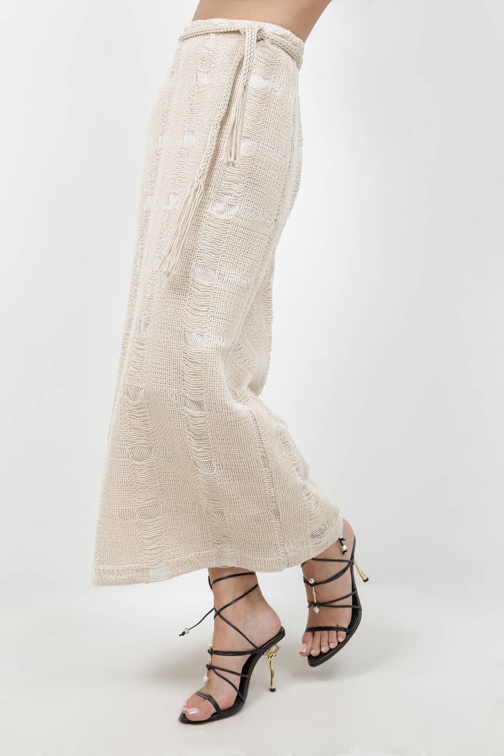 MIDI LENGTH SKIRT WITH DETACHEABLE BELT