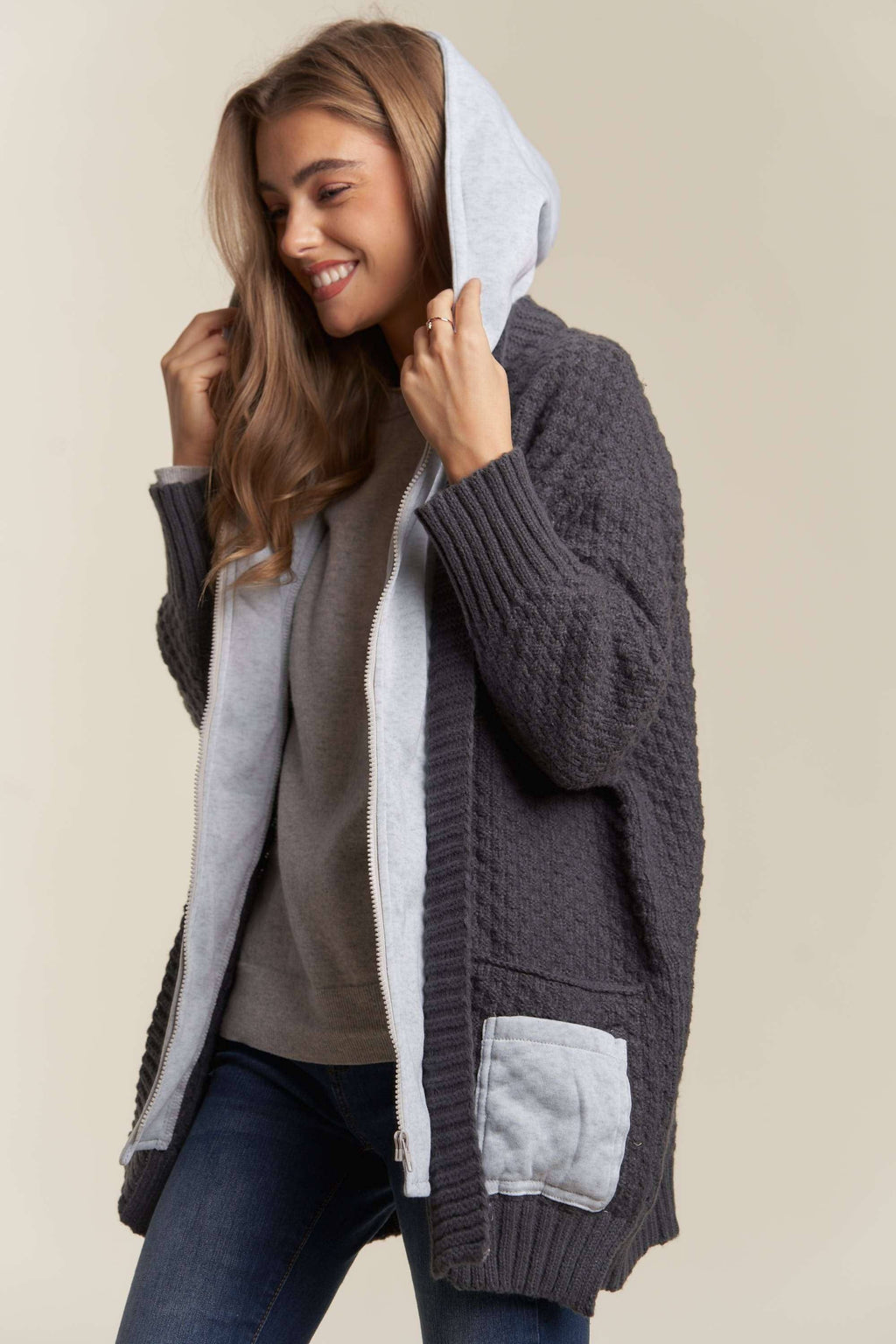 ZIP UP SWEATER HOODIE JACKET