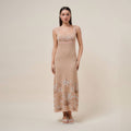 AD2935 Embroidered knit maxi dress
