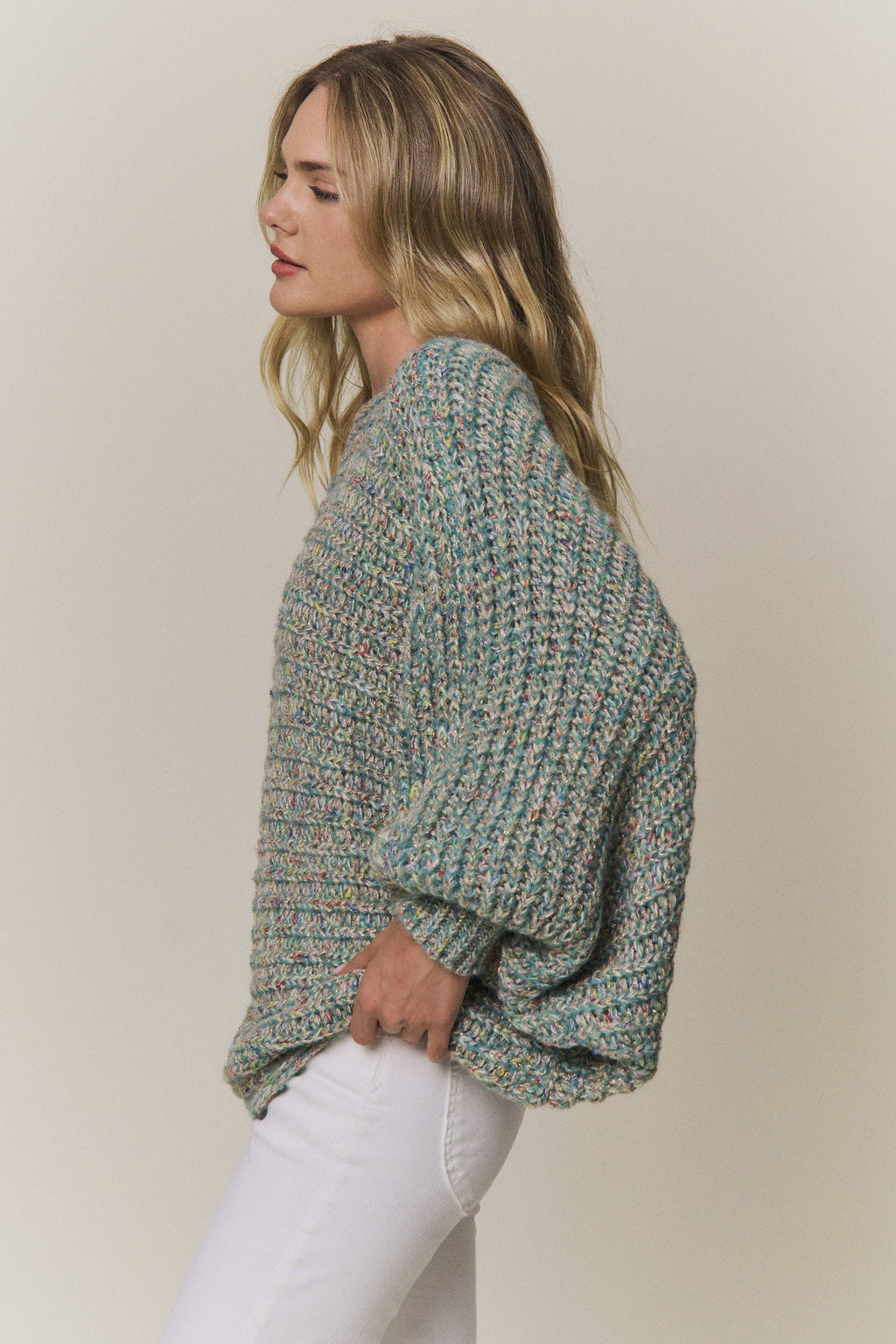 CONVERTIBLE CHUNKY KNIT CINCHED CARDIGAN