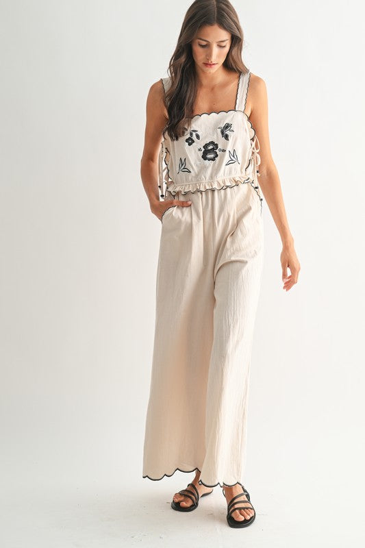 Embroidered Jumpsuit With Unique Scalloped
Edge