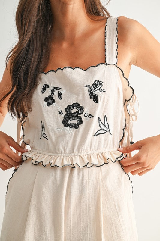 Embroidered Jumpsuit With Unique Scalloped
Edge