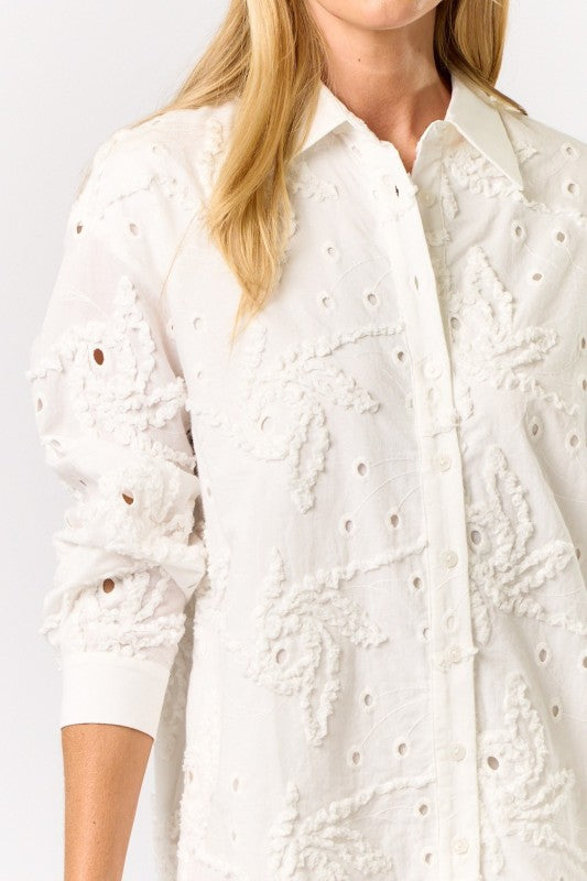 Textured Button Down Shirt Dress