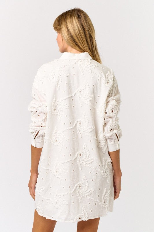 Textured Button Down Shirt Dress