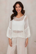 DROP SHOULDER CROCHET V-NECK TUNIC (785/CH785-O/S)