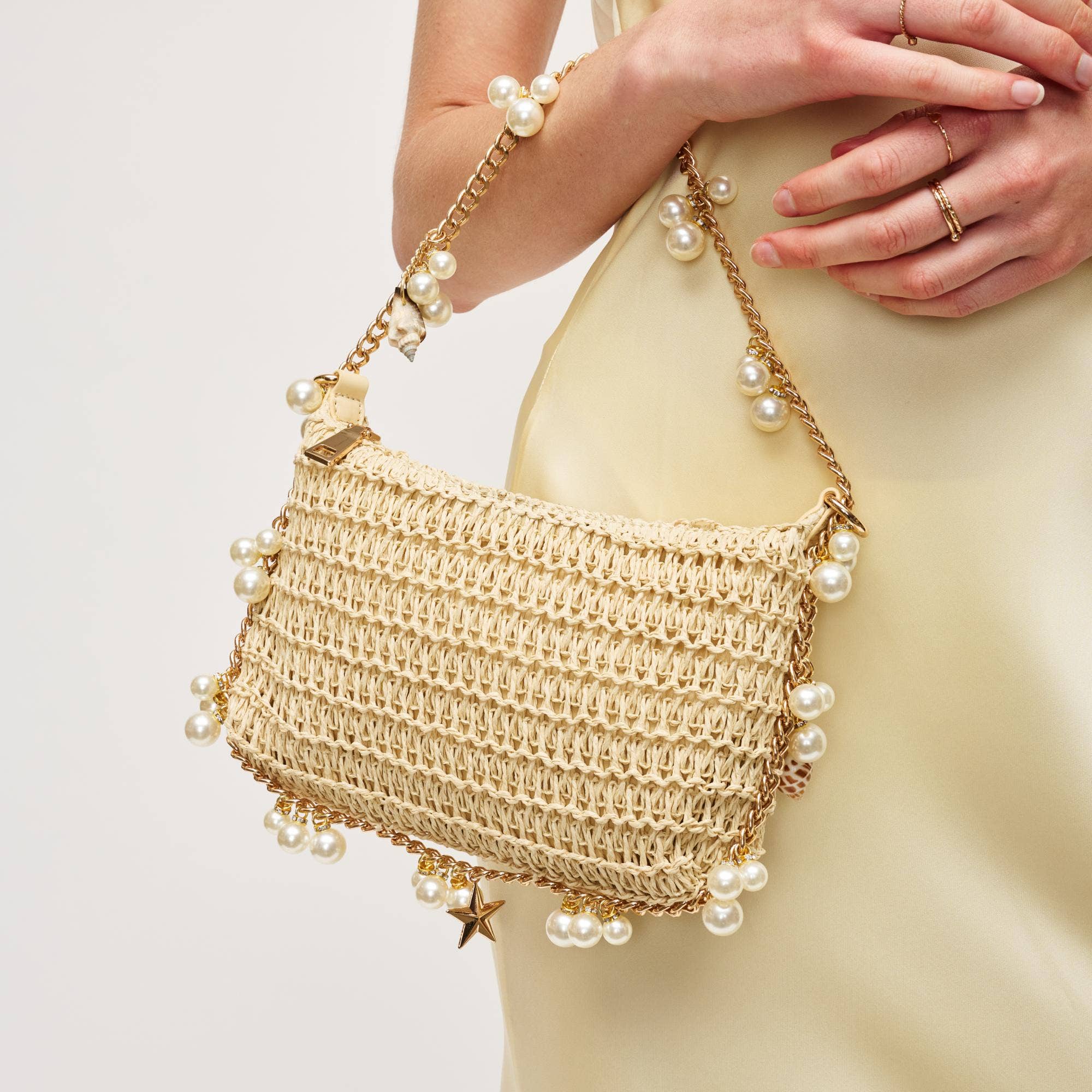 Steph Seasonal Seashell Straw Bag Evening Bag