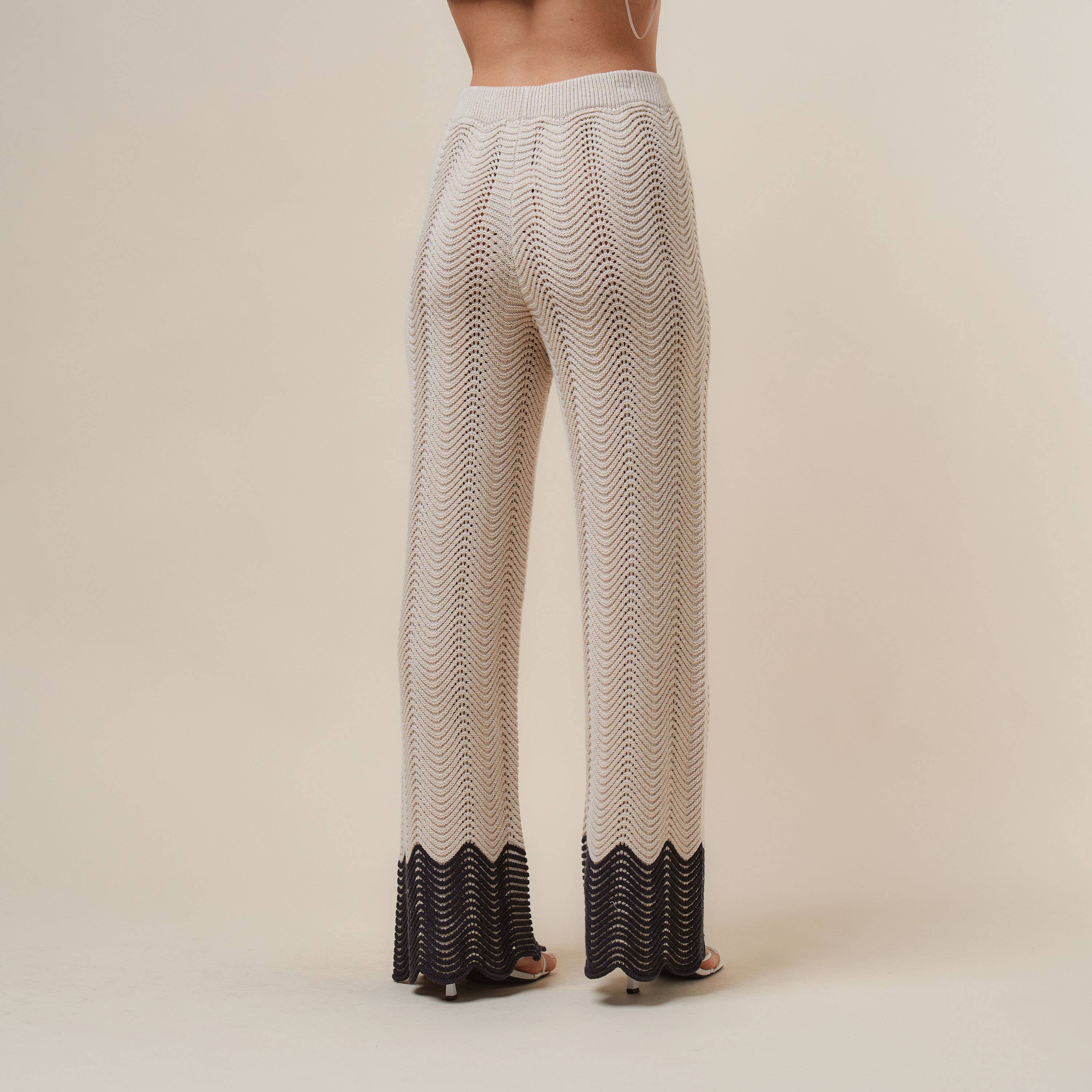 AS3390 Colorblock Button knit top & pants set