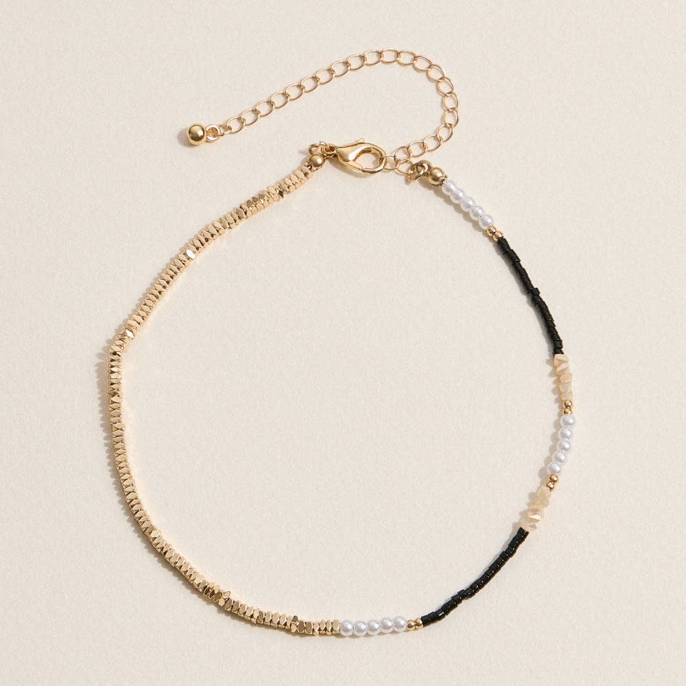 Pearl and Gold | Beaded Anklet