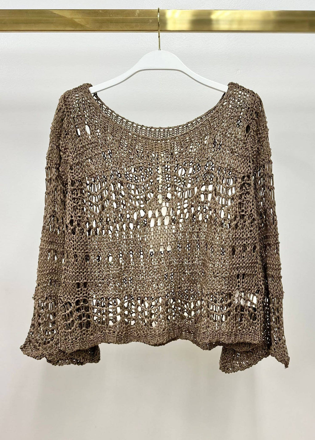CROCHET LONG SLEEVE TOP (800822-OS)