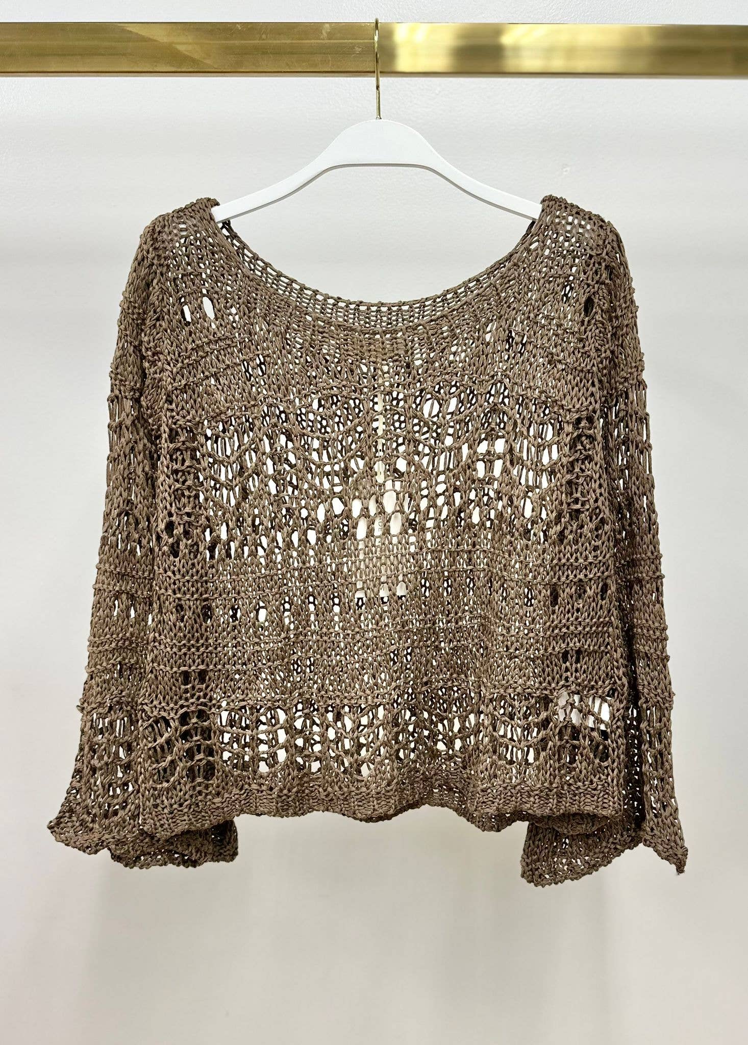 CROCHET LONG SLEEVE TOP (800822-OS)
