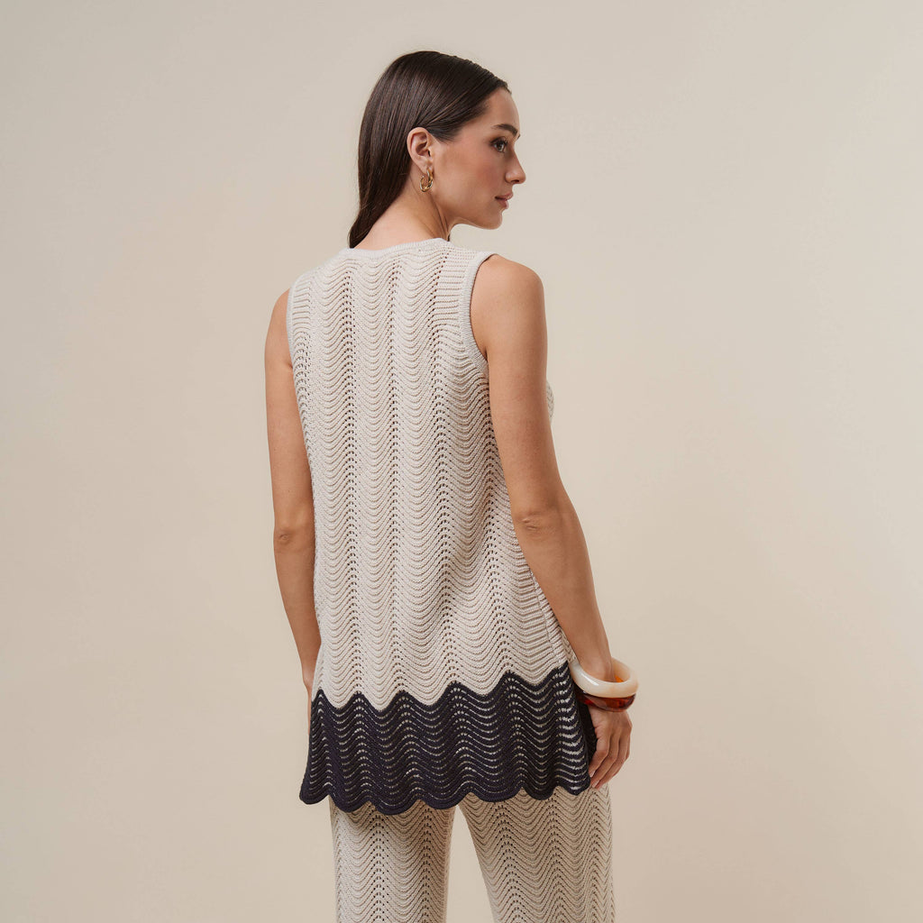 AS3390 Colorblock Button knit top & pants set