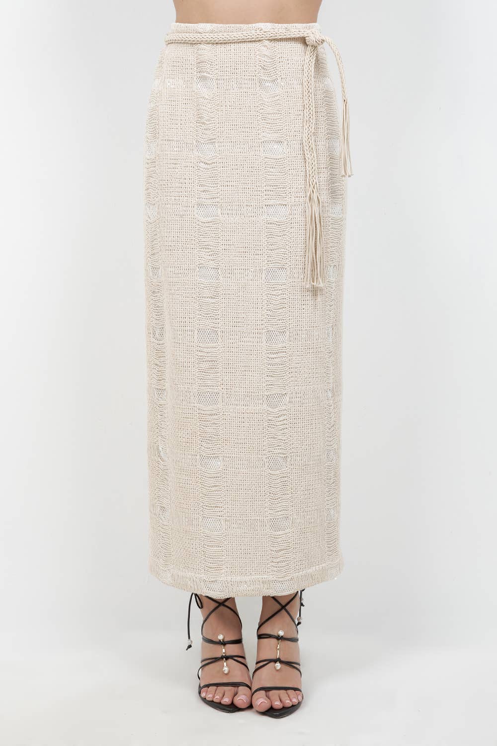 MIDI LENGTH SKIRT WITH DETACHEABLE BELT