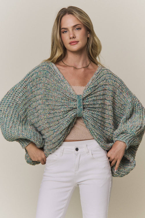 CONVERTIBLE CHUNKY KNIT CINCHED CARDIGAN