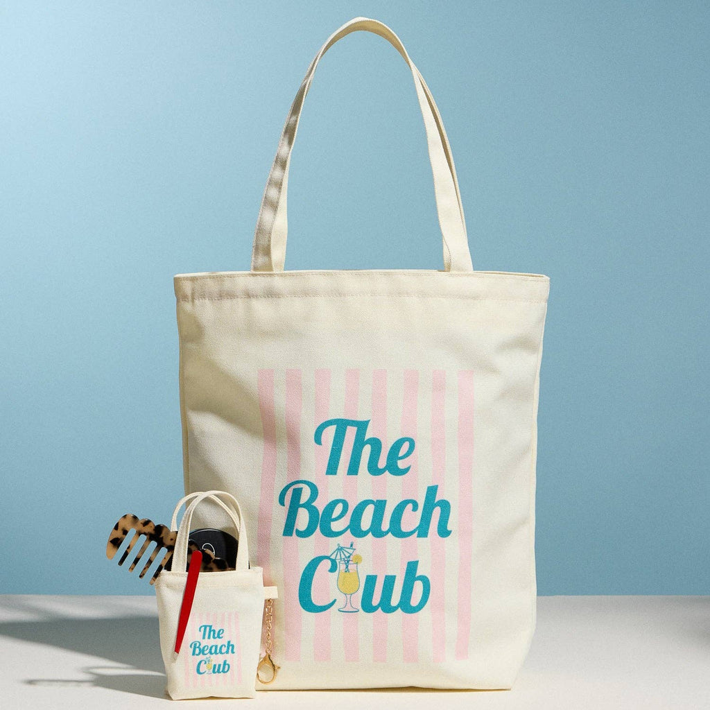 The Beach Club Canvas Tote Bag with Zip Closure | Lightweight Everyday Beach & Travel Tote