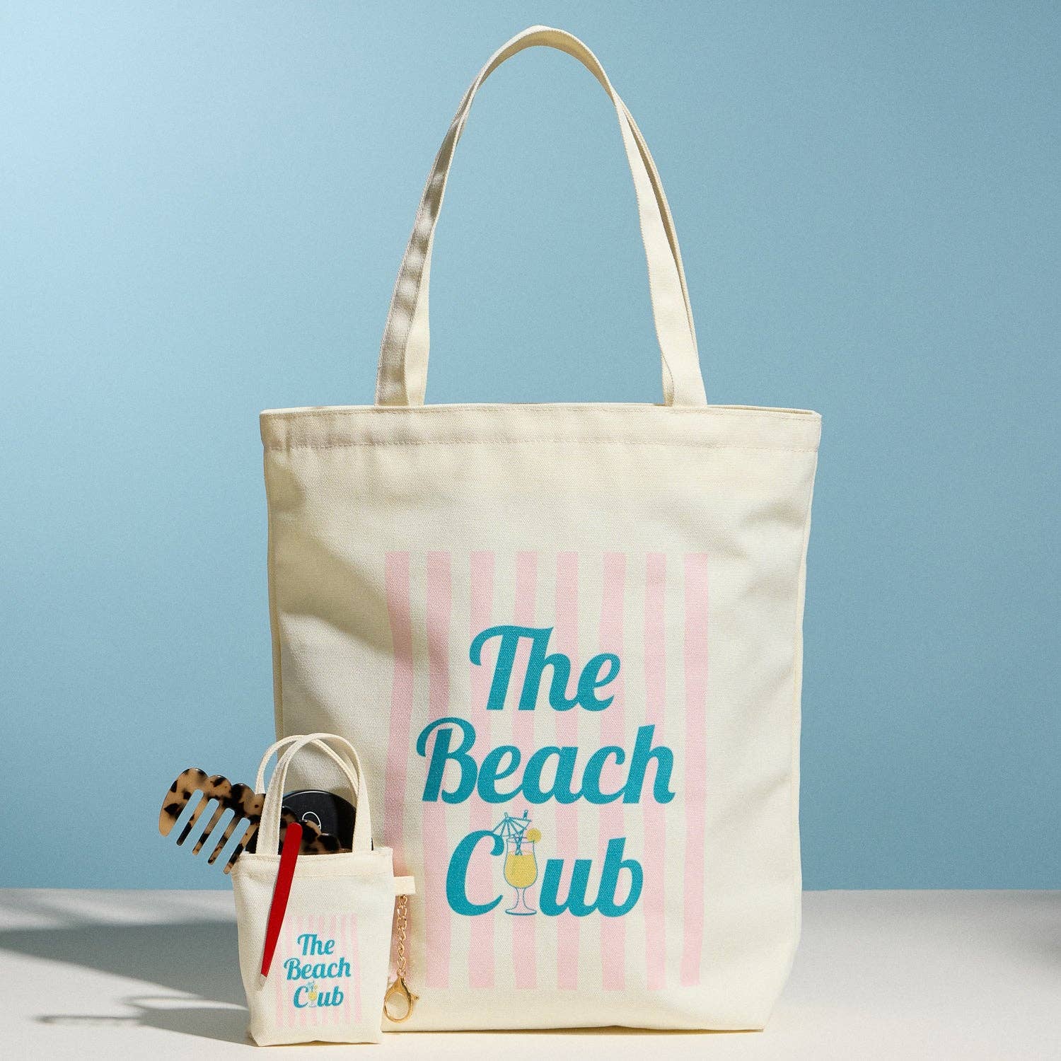 The Beach Club Canvas Tote Bag with Zip Closure | Lightweight Everyday Beach & Travel Tote