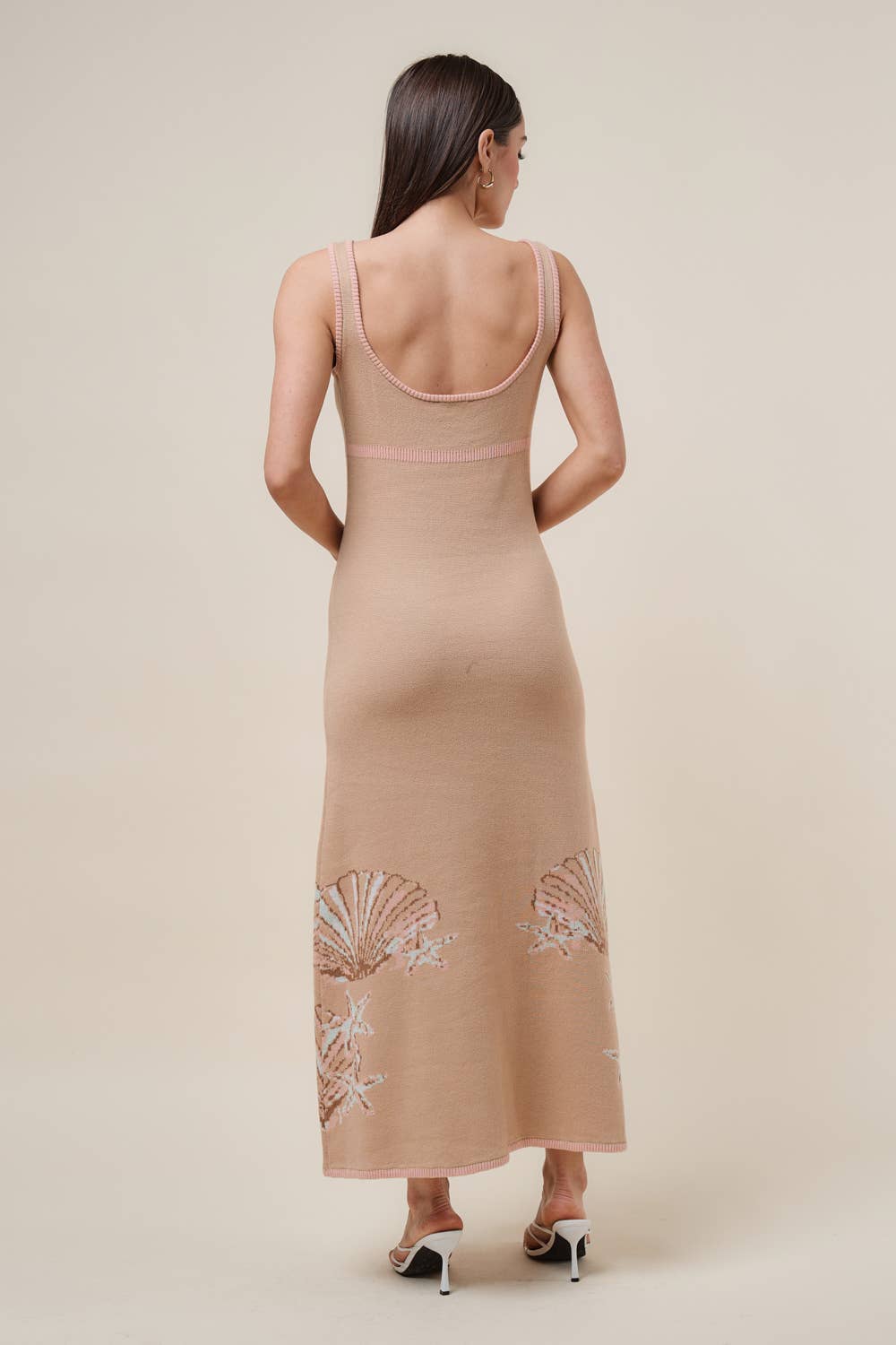 AD2935 Embroidered knit maxi dress