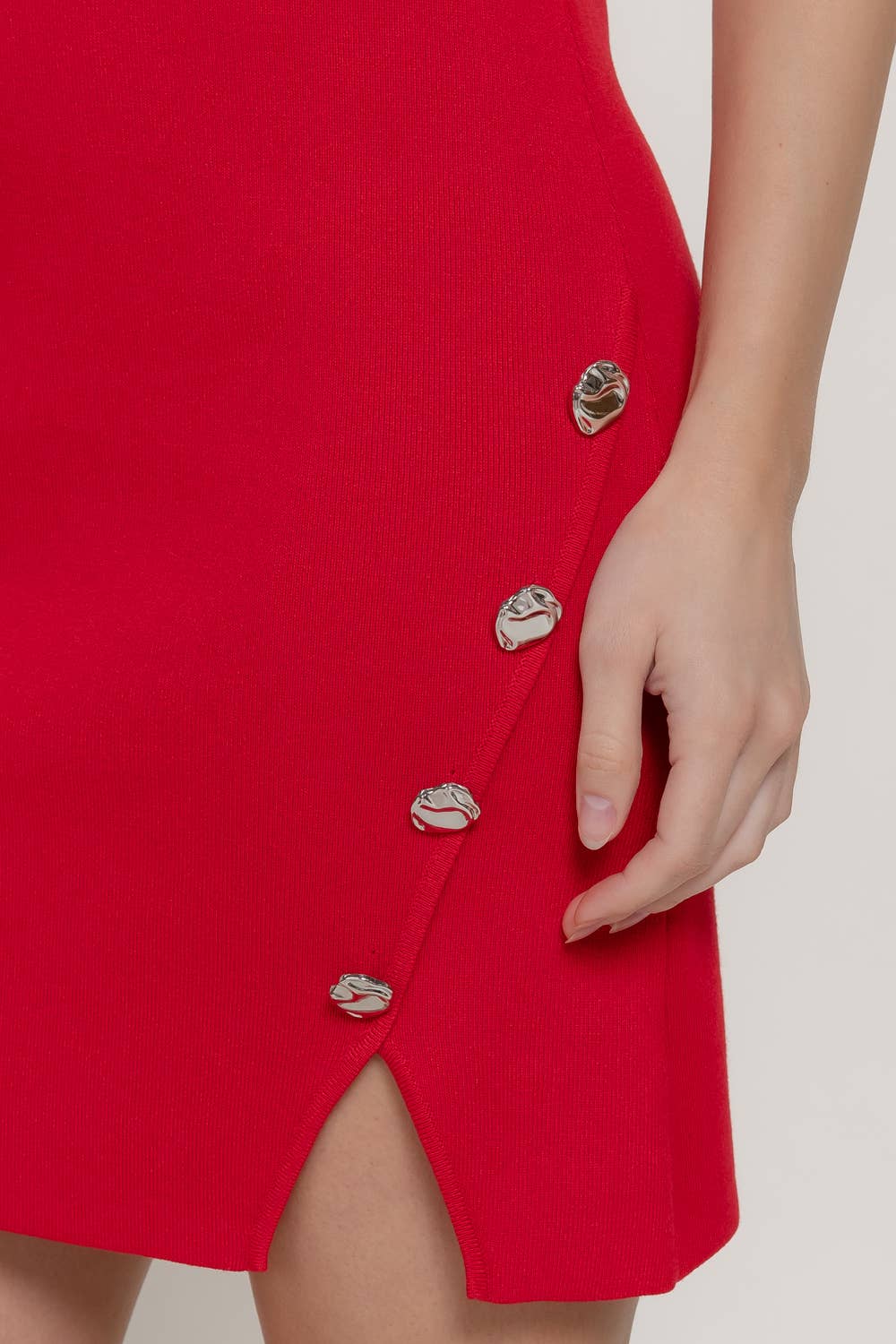 Sleeveless Round Neck Front Slit Mini Dress