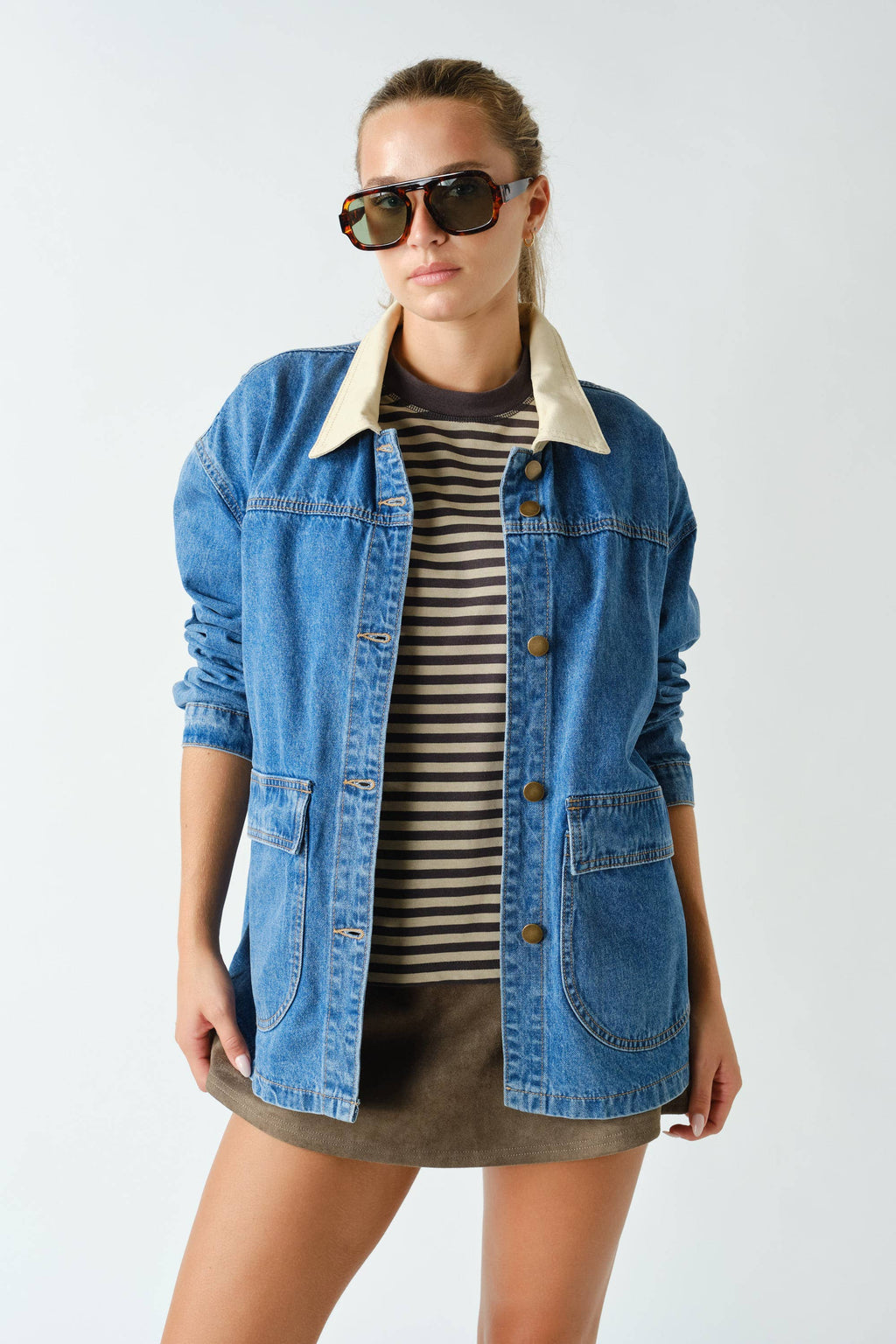 Beverly Contrast Collar Denim Jacket