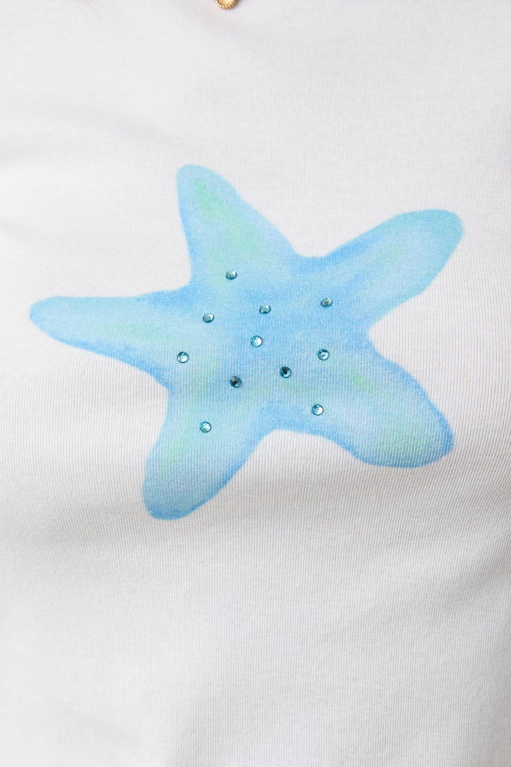 CREW NECK SHORT SLEEVE STARFISH PRINT T-SHIRT