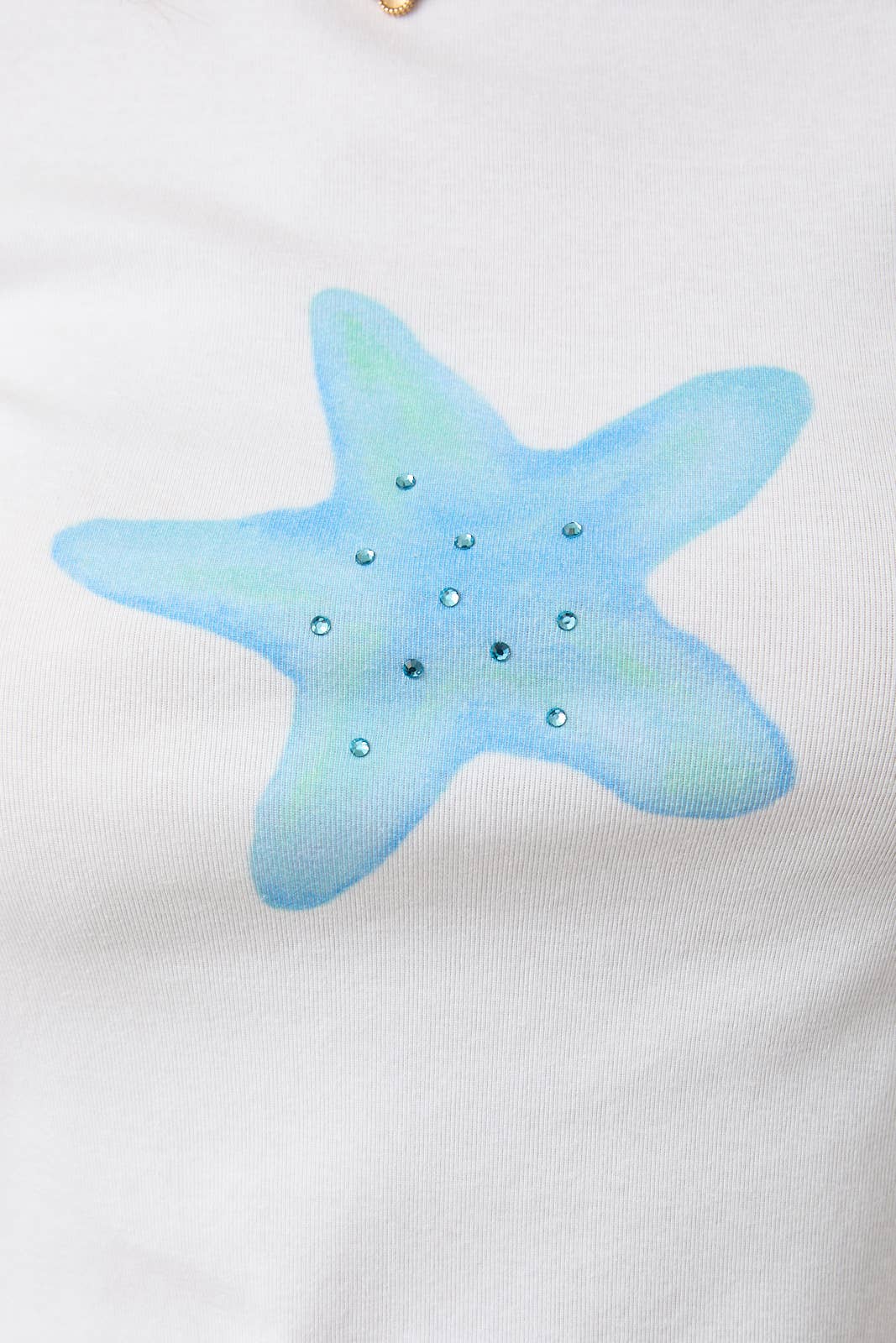 CREW NECK SHORT SLEEVE STARFISH PRINT T-SHIRT